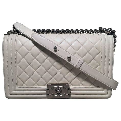 off white chanel boy bag|Chanel boy small quilted bag.